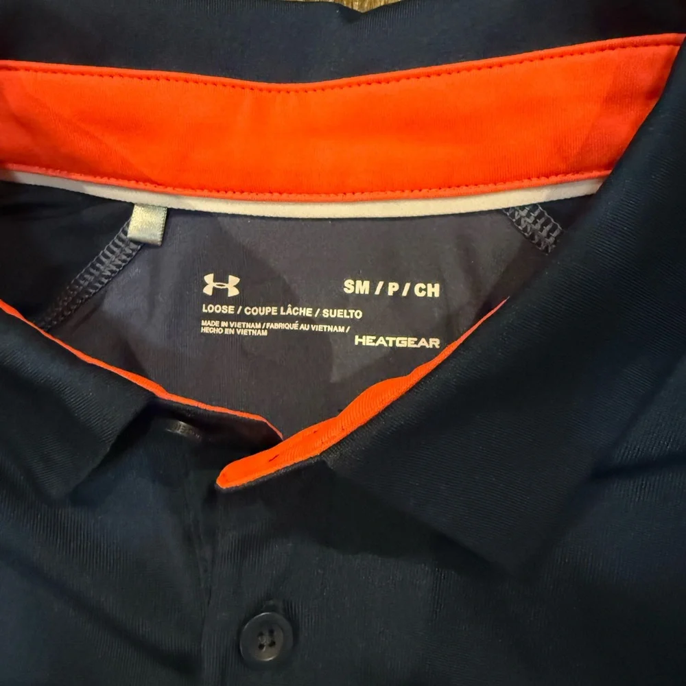 Under Armour Athletic Polo - Two-Tone Blue with Orange Stripes - Picture 4 of 5
